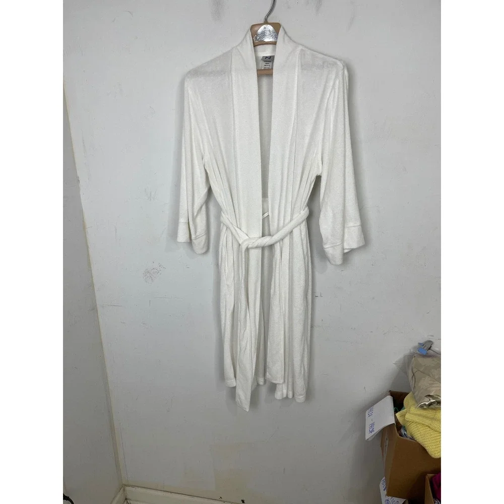 Natori Womens‎ White Terry Cloth Spa Robe Shawl Collar Belted M DC4101Y